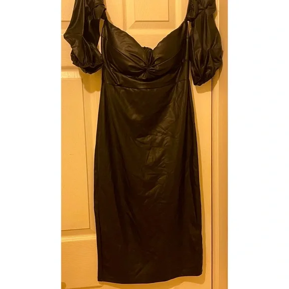 Fashion Nova | Dresses | Black Faux Leather Off The Shoulder Dress |  Poshmark